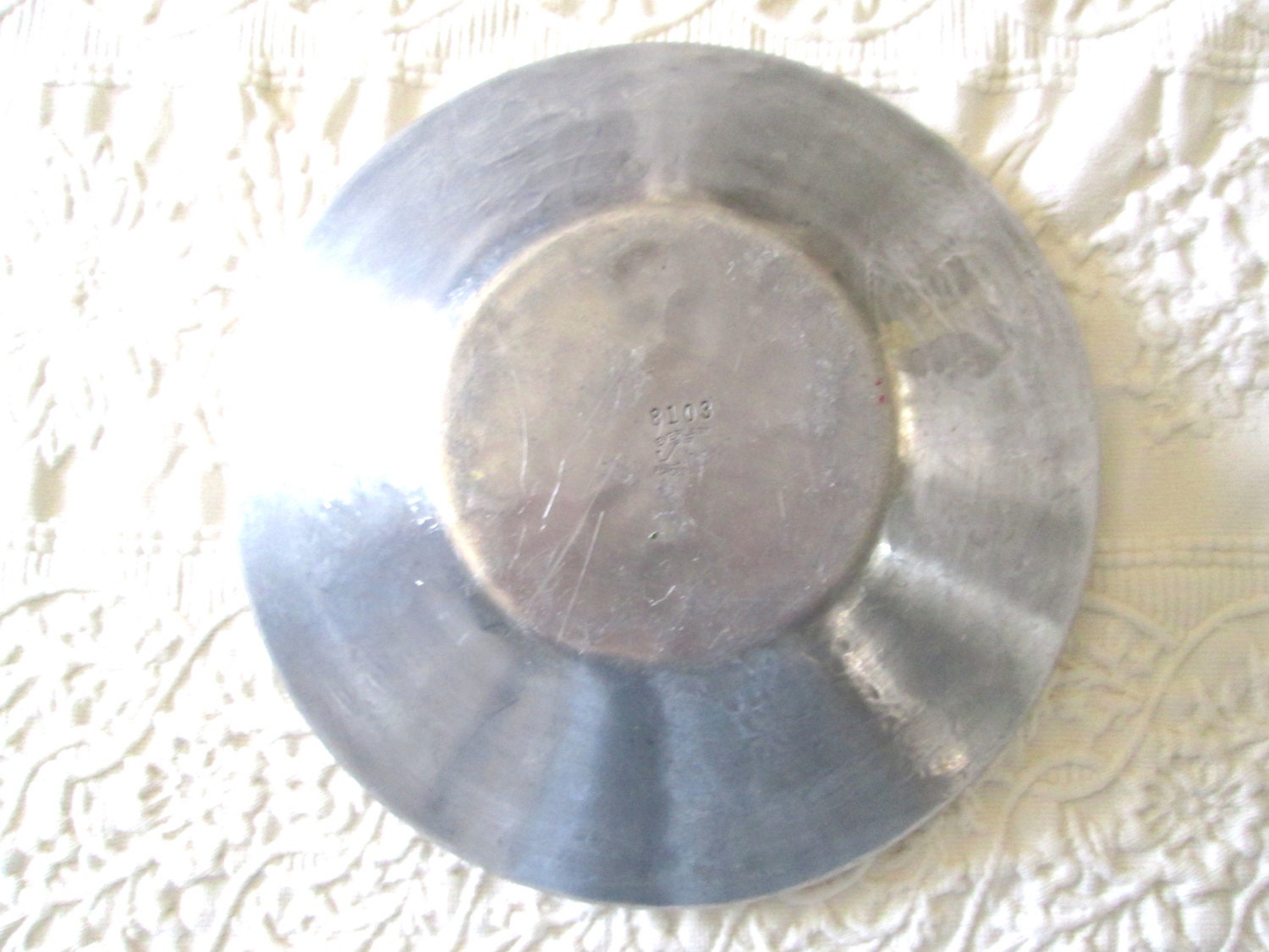 Vintage Hammered Aluminum Deep Serving/Display Bowl