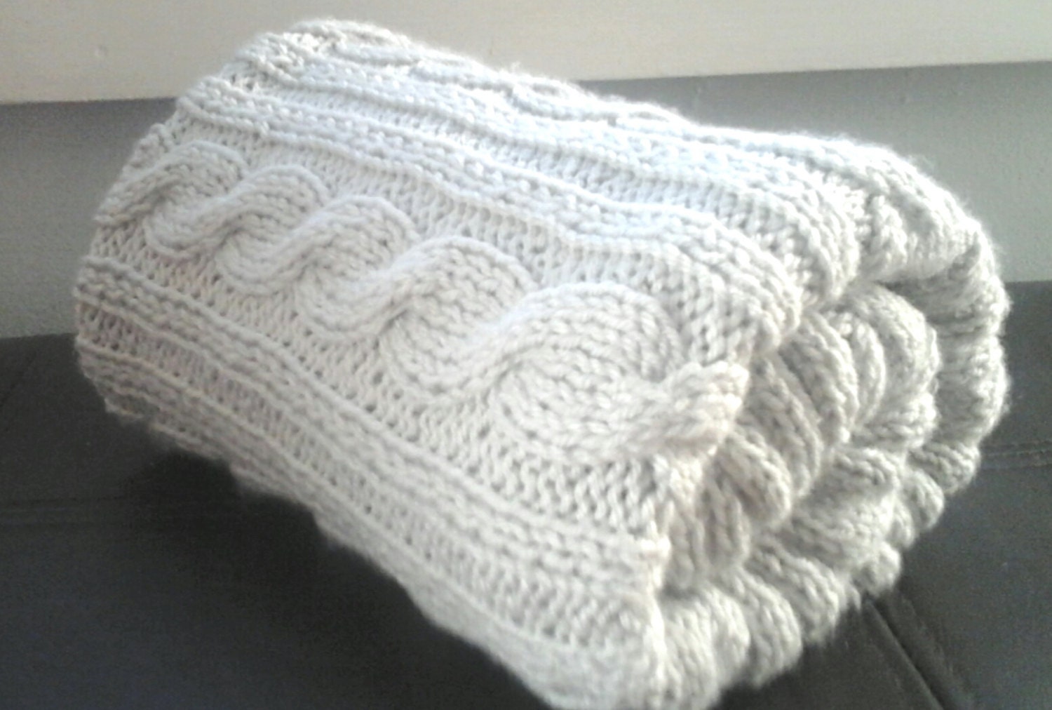 knitted baby blanket cable pattern light by YellowFuzzyAndGreen