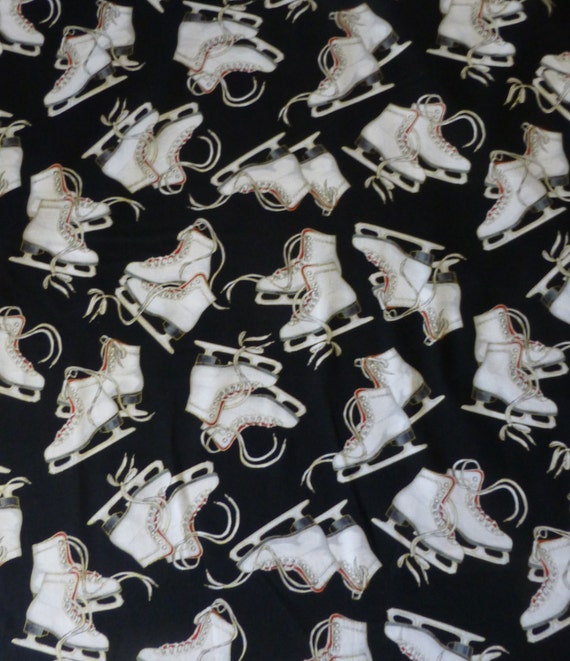 Cotton Fabric Quilt Ice Skates Sports by SuesFabricNSupplies