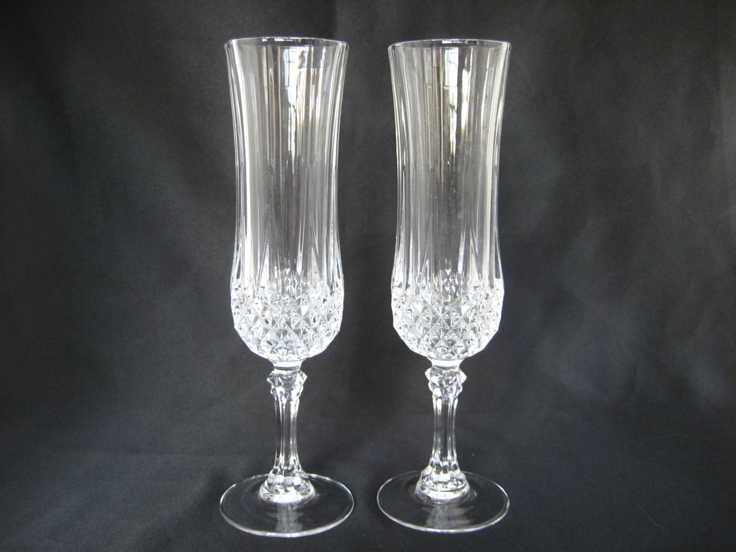 Wedding Toasting Flutes Vintage Pair Crystal Champagne Glasses