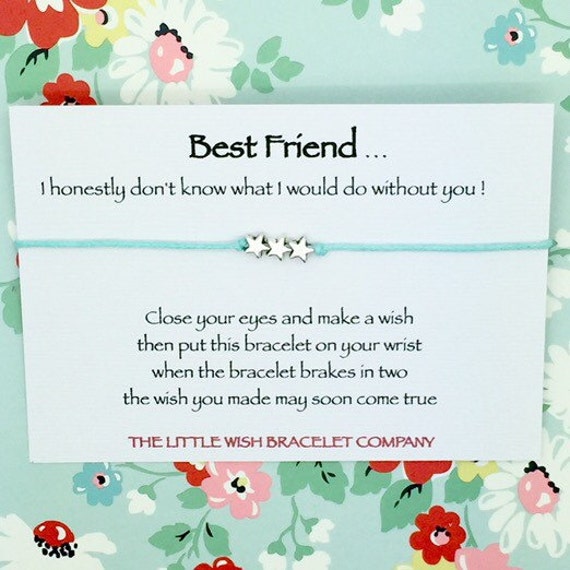 Items similar to Friends wish bracelet on a sentiment quote card with