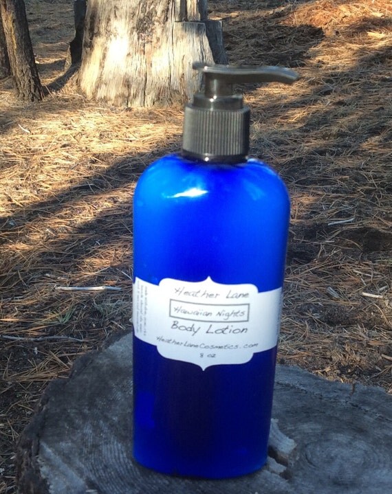 Items similar to SALE Body Lotion Blue Bottle With Pump Floral on Etsy