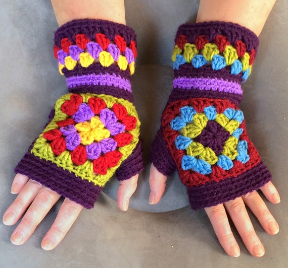 Crochet gloves Granny squares mittens Gloves crochet