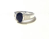 925 Sterling Silver Black Onyx & White Topaz Ring Sterling Silver Faceted Onyx Ring Onyx Jewelry Gemstone Ring 10th Anniversary Stone Ring