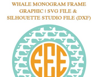 Whale Monogram Frame File for Cutting Machines | SVG and Silhouette Studio (DXF)