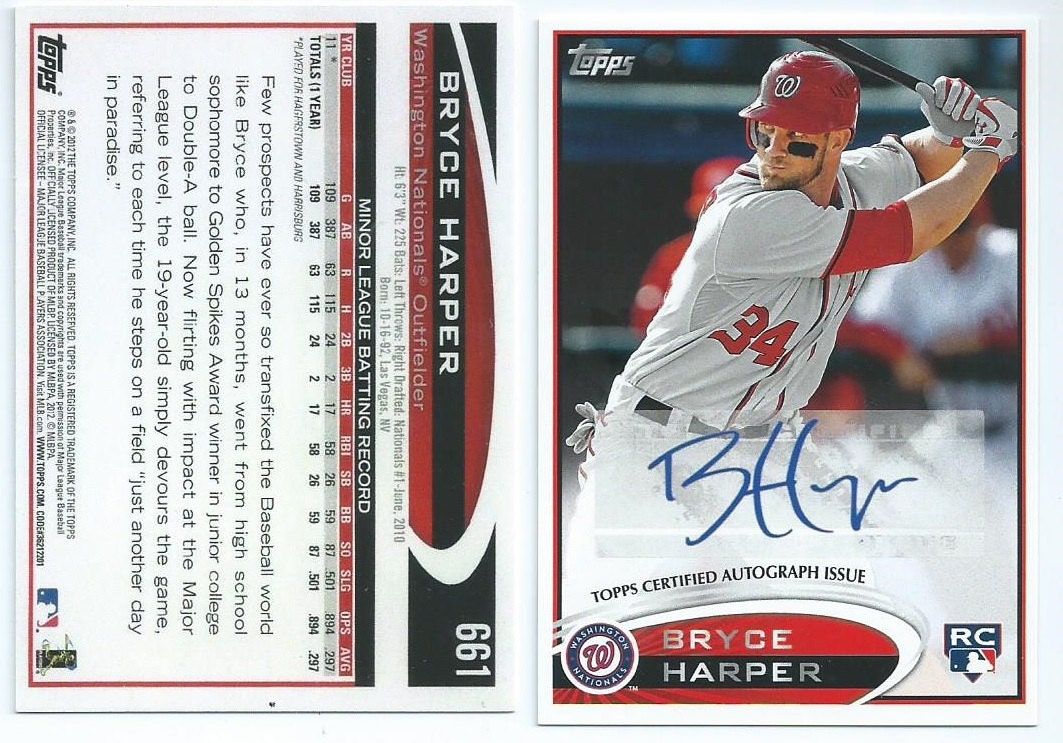 2012 Topps Bryce Harper Autograph Issue by FloridaSportsCards