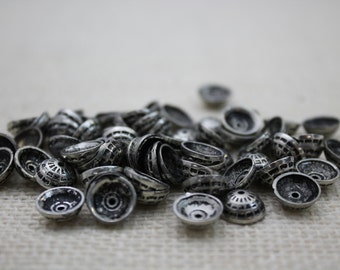 Vintage Antique Silver Bead Caps (14 Pieces)