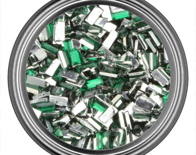 Green Rectangle Rhinestone Gems Flat Back Face Art Nail Art Scrapbook Phone Decoration 3mm
