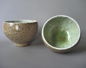 Stoneware Tea Cups, Tea Bowls Japanese Style Speckled, Wheel Thrown - Set of Two (2)