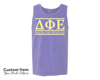 DPhiE Delta Phi Epsilon Custom Comfort Colors Classic Sorority Tank