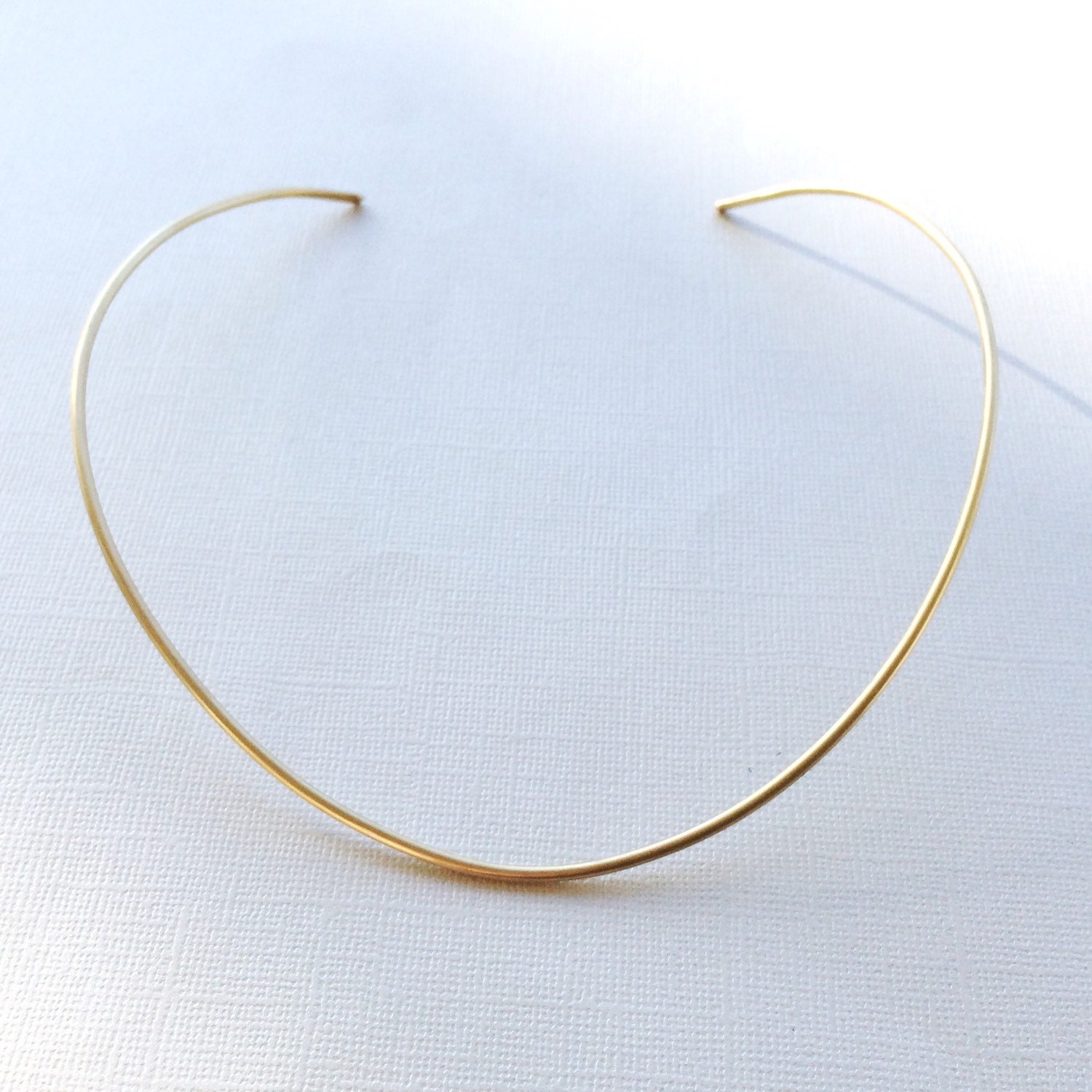 Gold Neck Cuff Simple Brass Wire Choker Minimal by marigoldmary