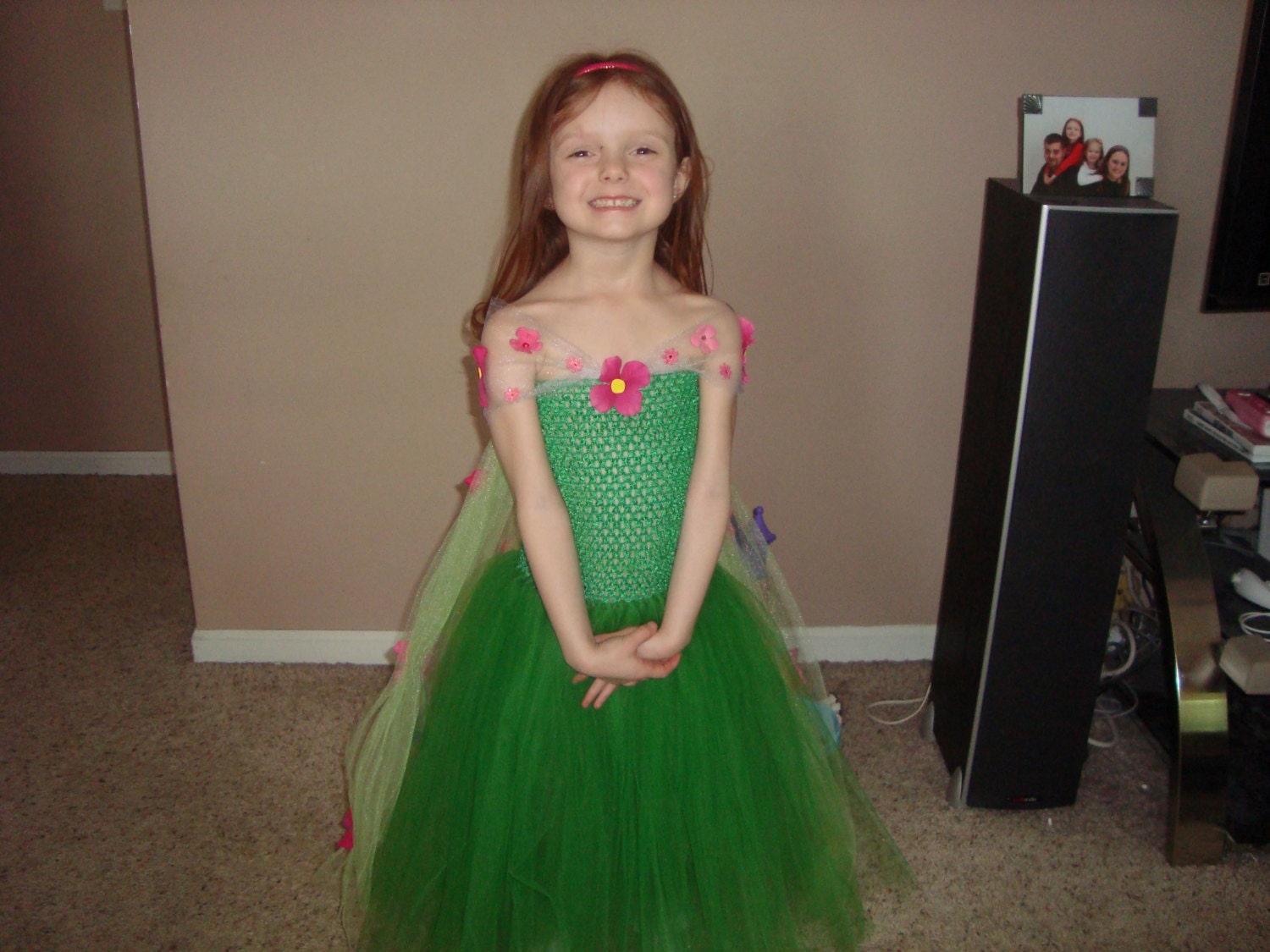 Frozen Fever Elsa inspired tutu dress with attached cape and
