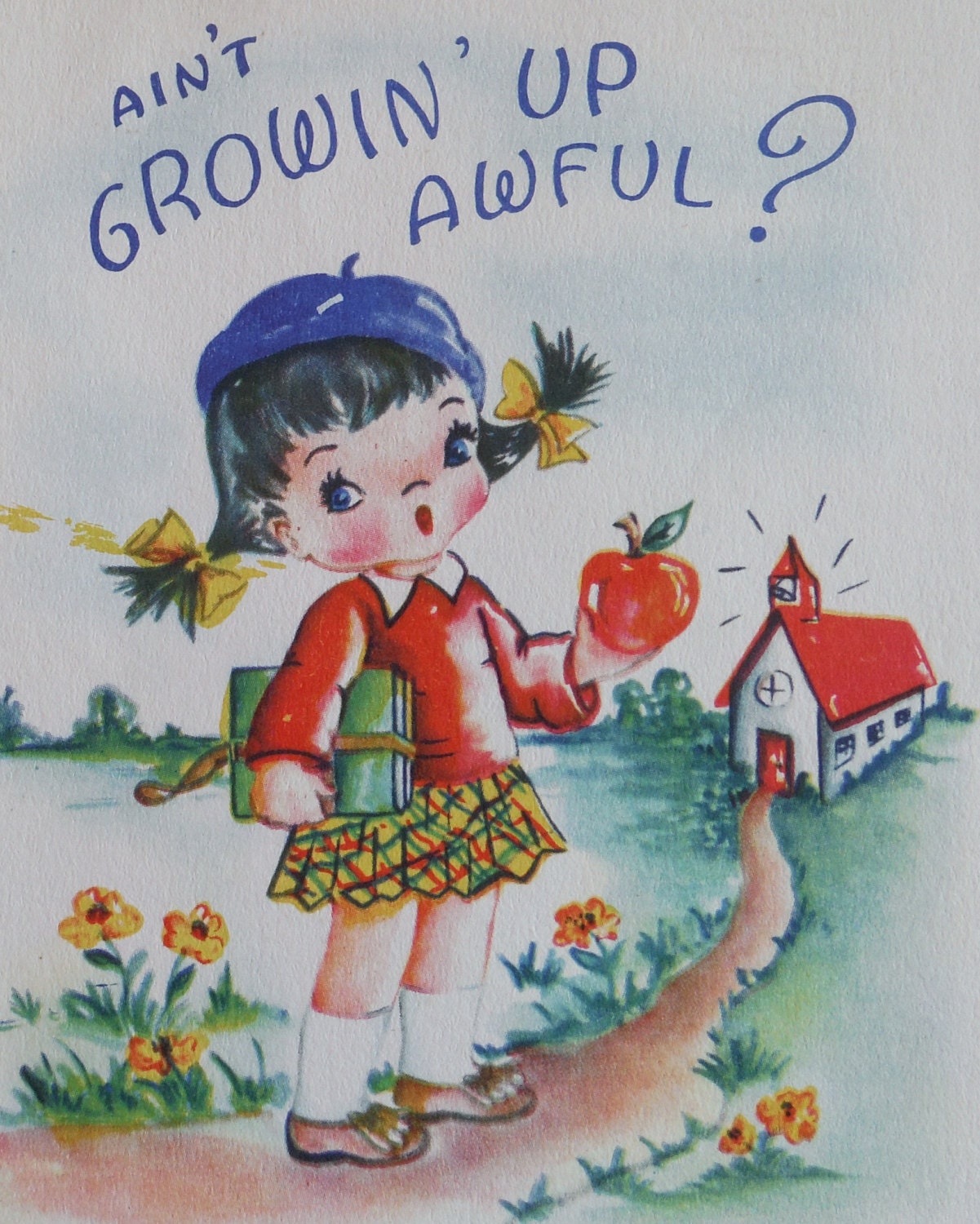 Quirky Vintage  Happy Birthday  Card  Vintage  Girl s