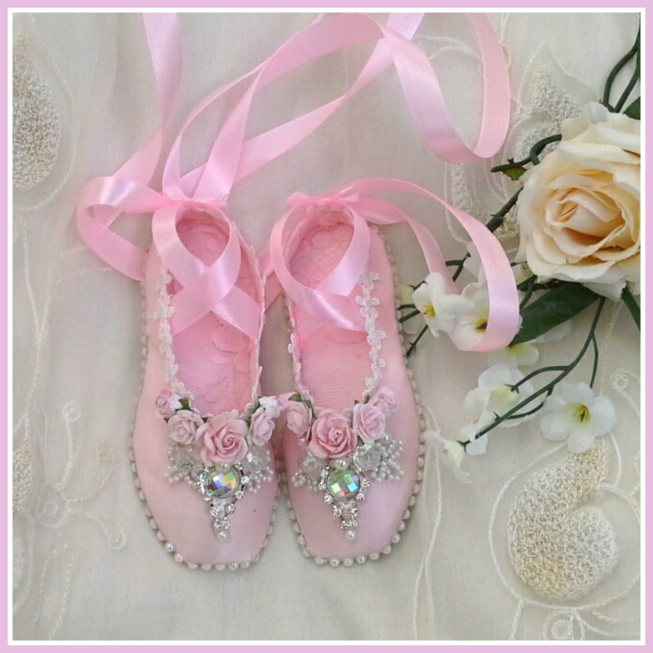 Handmade shabby chic ballet shoes ballet slippers pointe