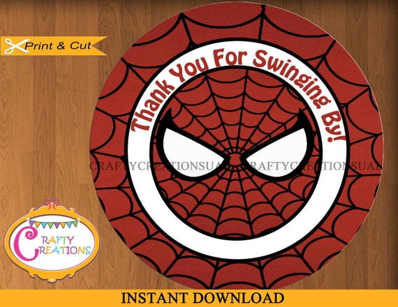 instant download spiderman favor tags sticker spiderman