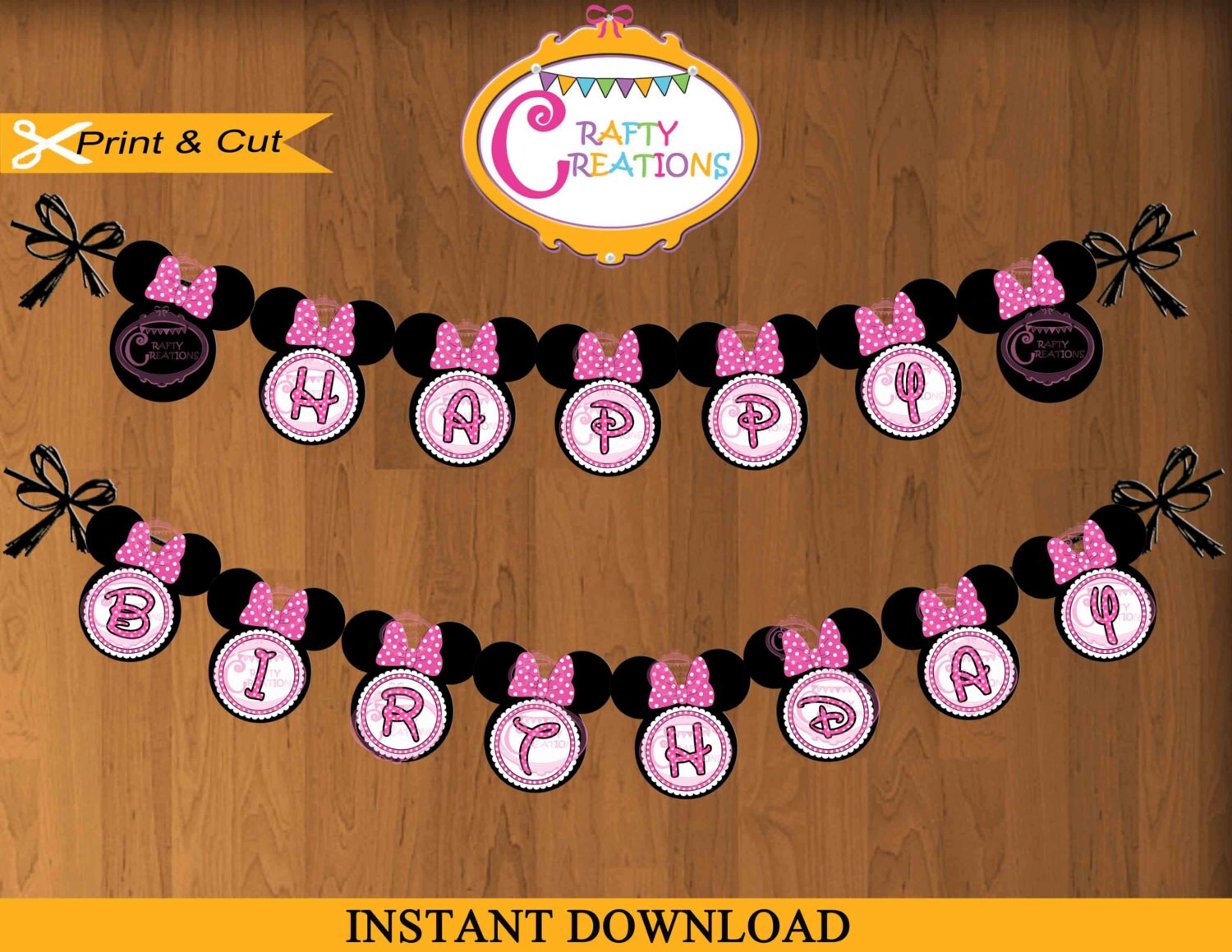 Minnie Mouse Banner Printable Pink Minnie Mouse Party Banner