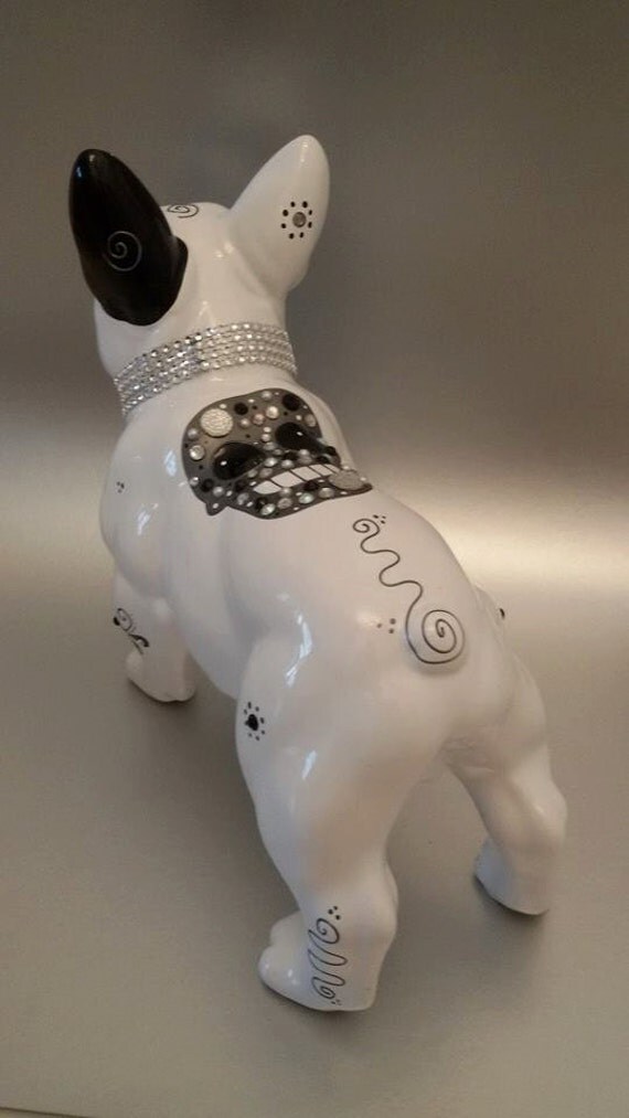 Statue of French bulldog handpainted unique