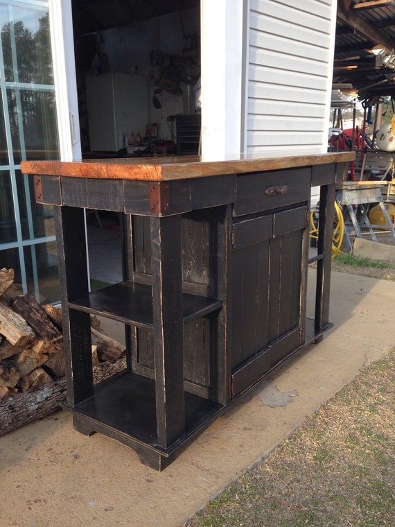 Handmade Rustic  Kitchen  Island with reclaimed pallet lumber 