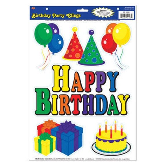 1 Happy Birthday Window Clings party supplies decorations