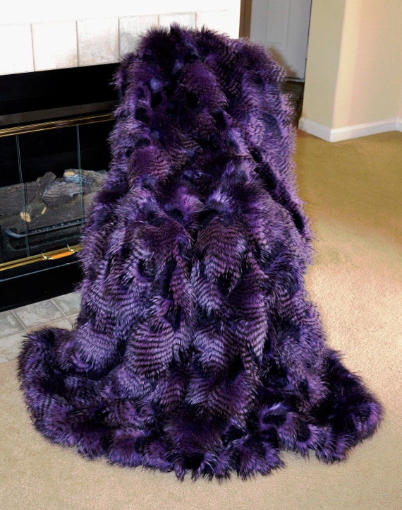 Faux Fur Throw Purple Ostrich Fake Fur Blanket Throw