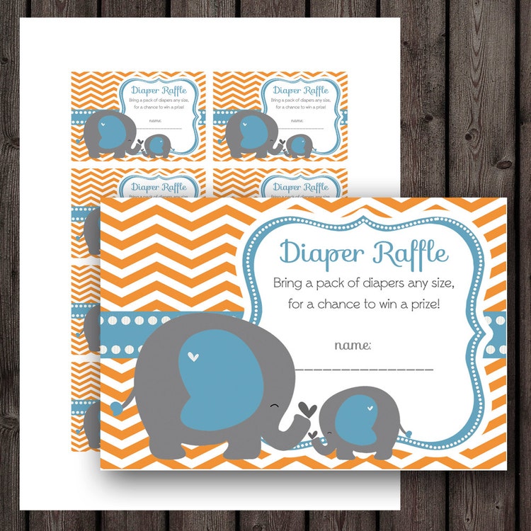 diaper raffle baby shower game elephant theme by ...