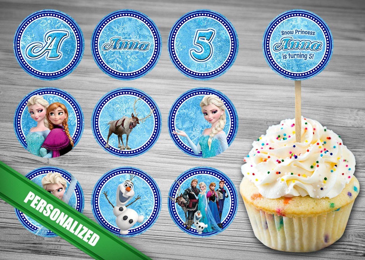 Frozen Cupcake Toppers Personalized Printable 2