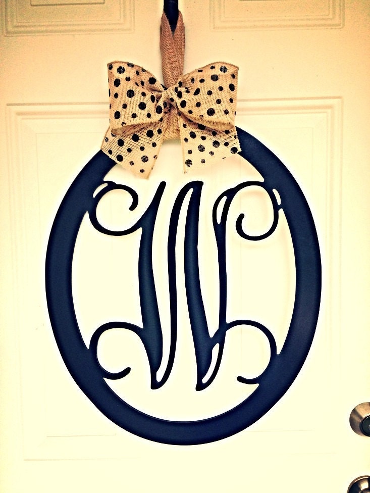 Circle Monogram Initial door hangervine letter door