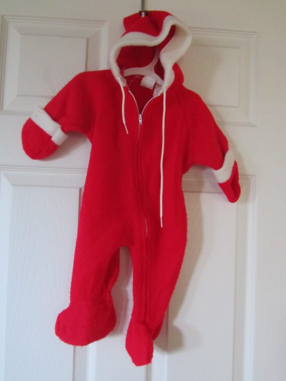 Vintage 1978 - Red and White Snowsuit - Warm fleece