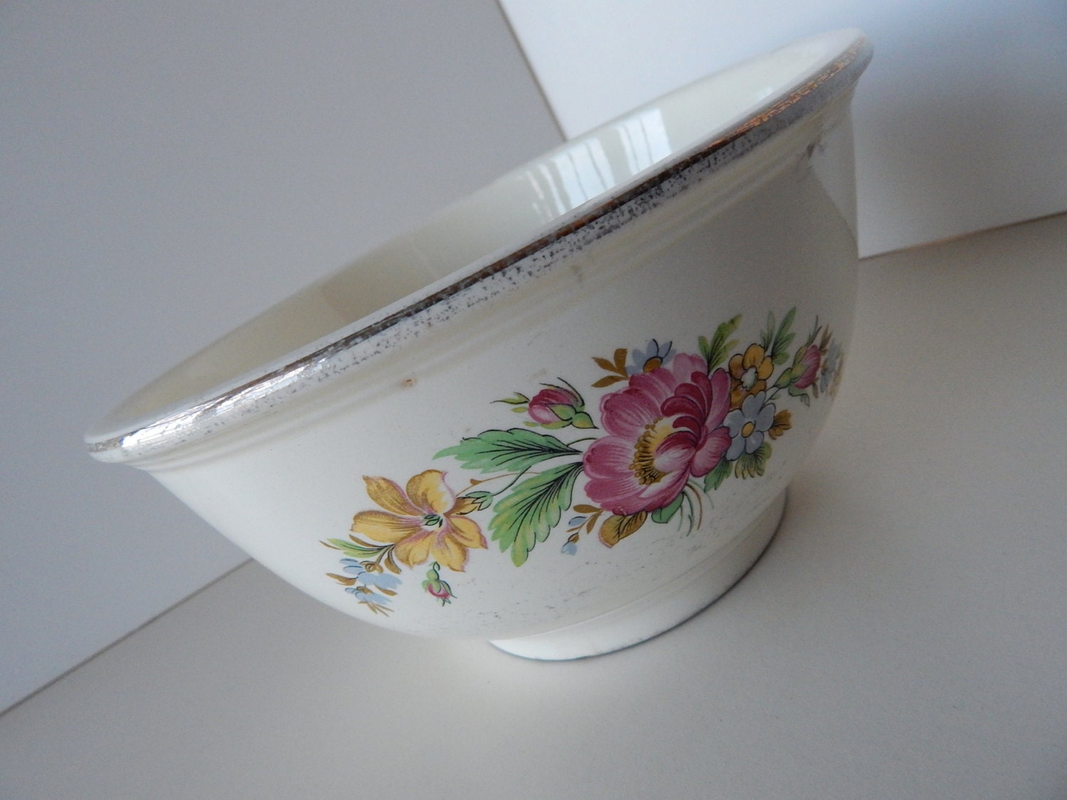 Kitchen Kraft Oven Serve Mixing Bowl with Flower Design and Silver