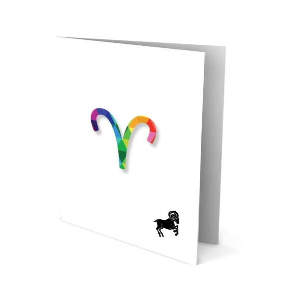 Handmade Greeting Card - Colorful Astrological Sign - Aries