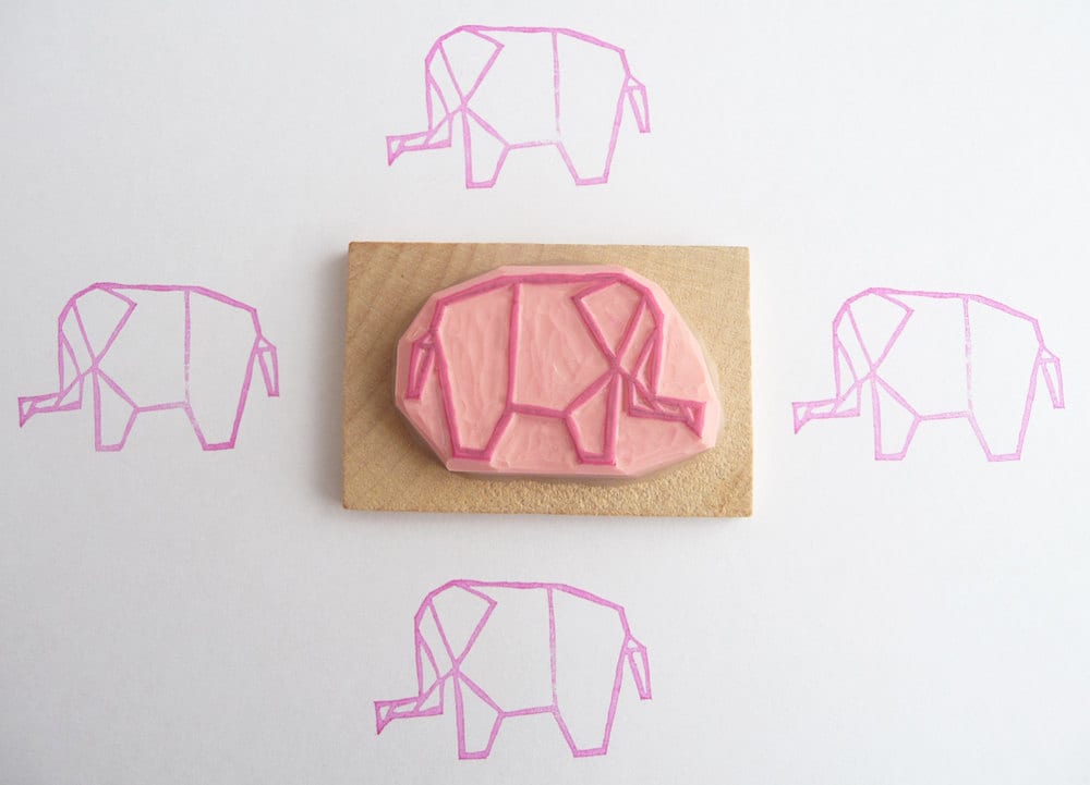 Tampon éléphant origami par Kraftille