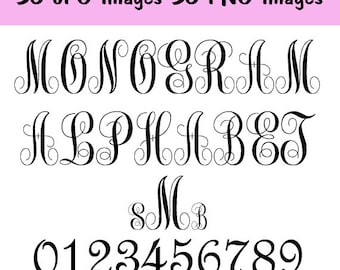 Monogram Alphabet • INSTANT DOWNLOAD • 72 IMAGES • Numbers • Clip Art ...