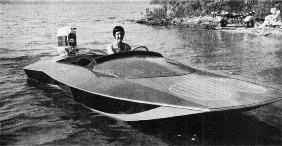 EXOTIC SPEED BOAT Plans Hydroplane Wood Sport Three-point Design How 