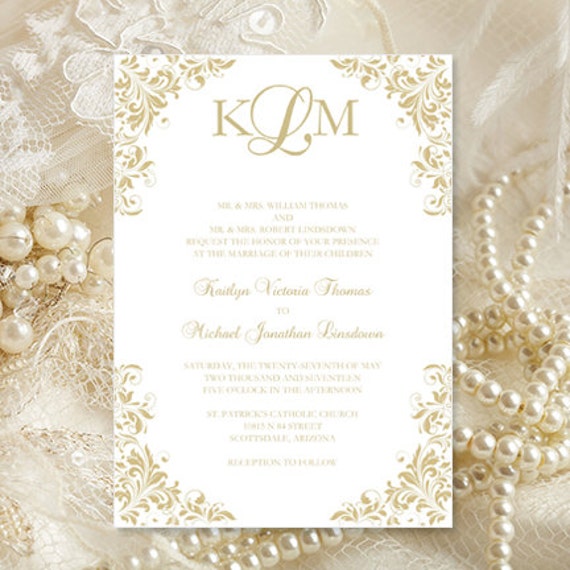 Champagne Wedding Invitations Kaitlyn Printable