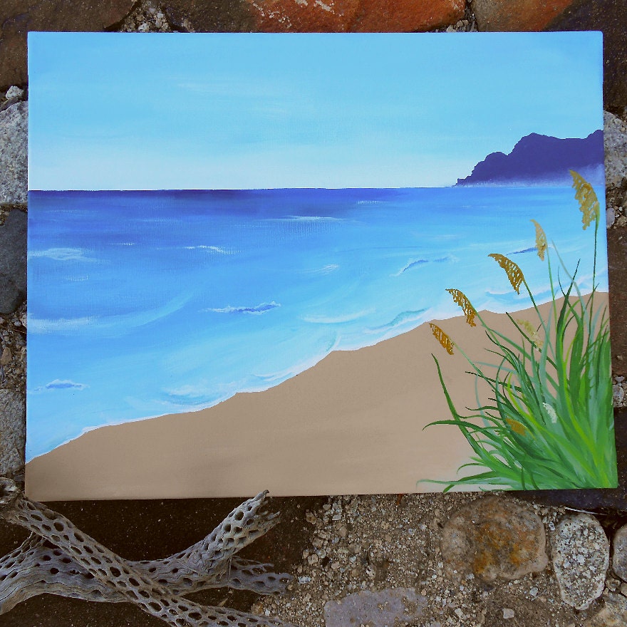 Beach Landscape Painting Original Acrylic Painting by Mae2Designs