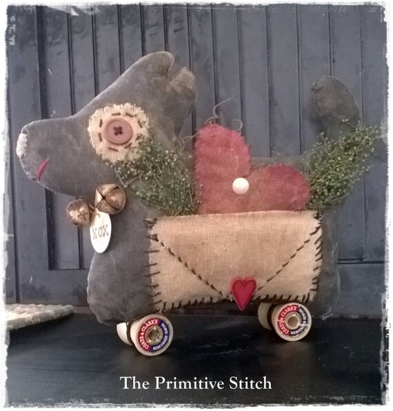 Extreme-Prim Valentine Pup, Valentine's Day, Primitive Puppy