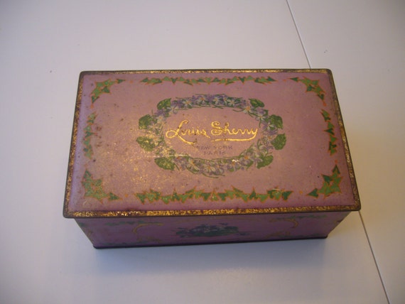Vintage 1930s Louis Sherry Lavender Tin Candy Box