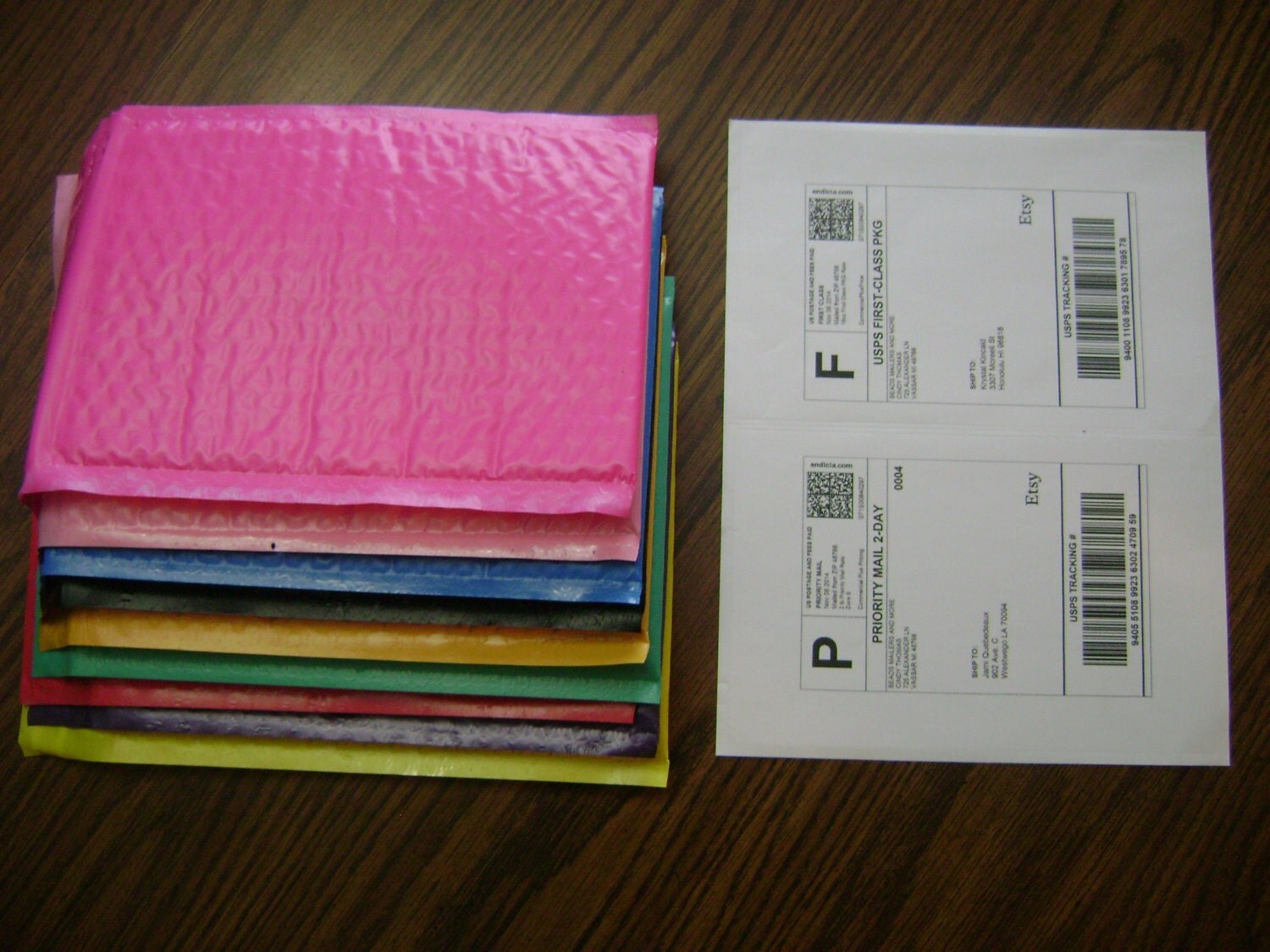 20 Color 6x9 Bubble Mailers and 20 Shipping Labels Self Seal