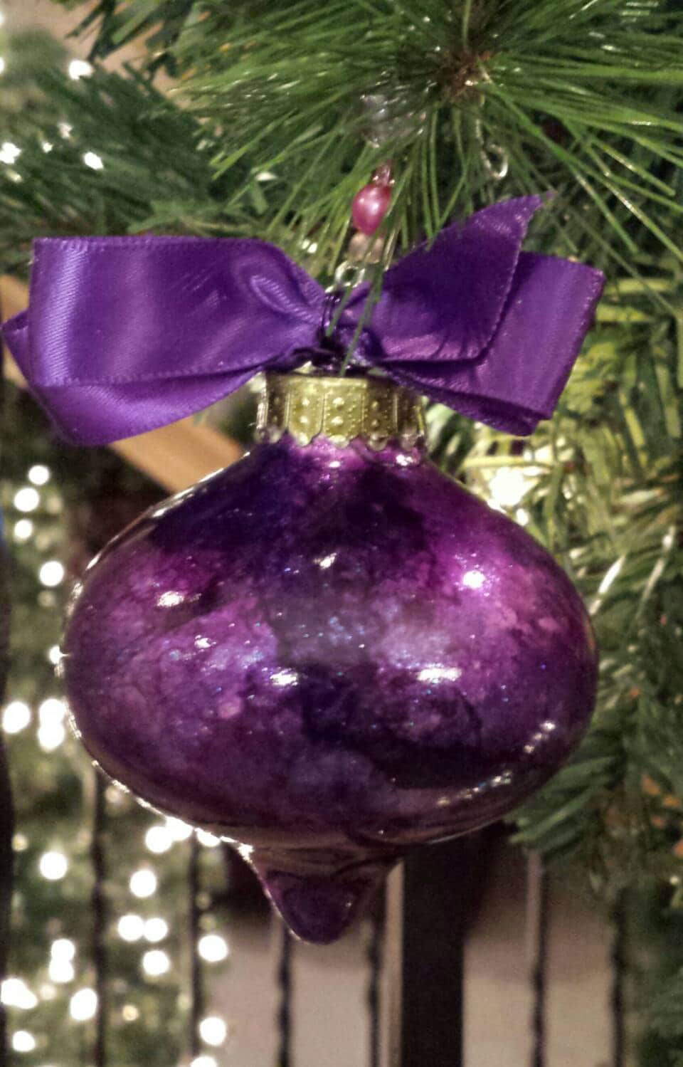 Onion Glass Christmas Ornament with Alcohol Ink