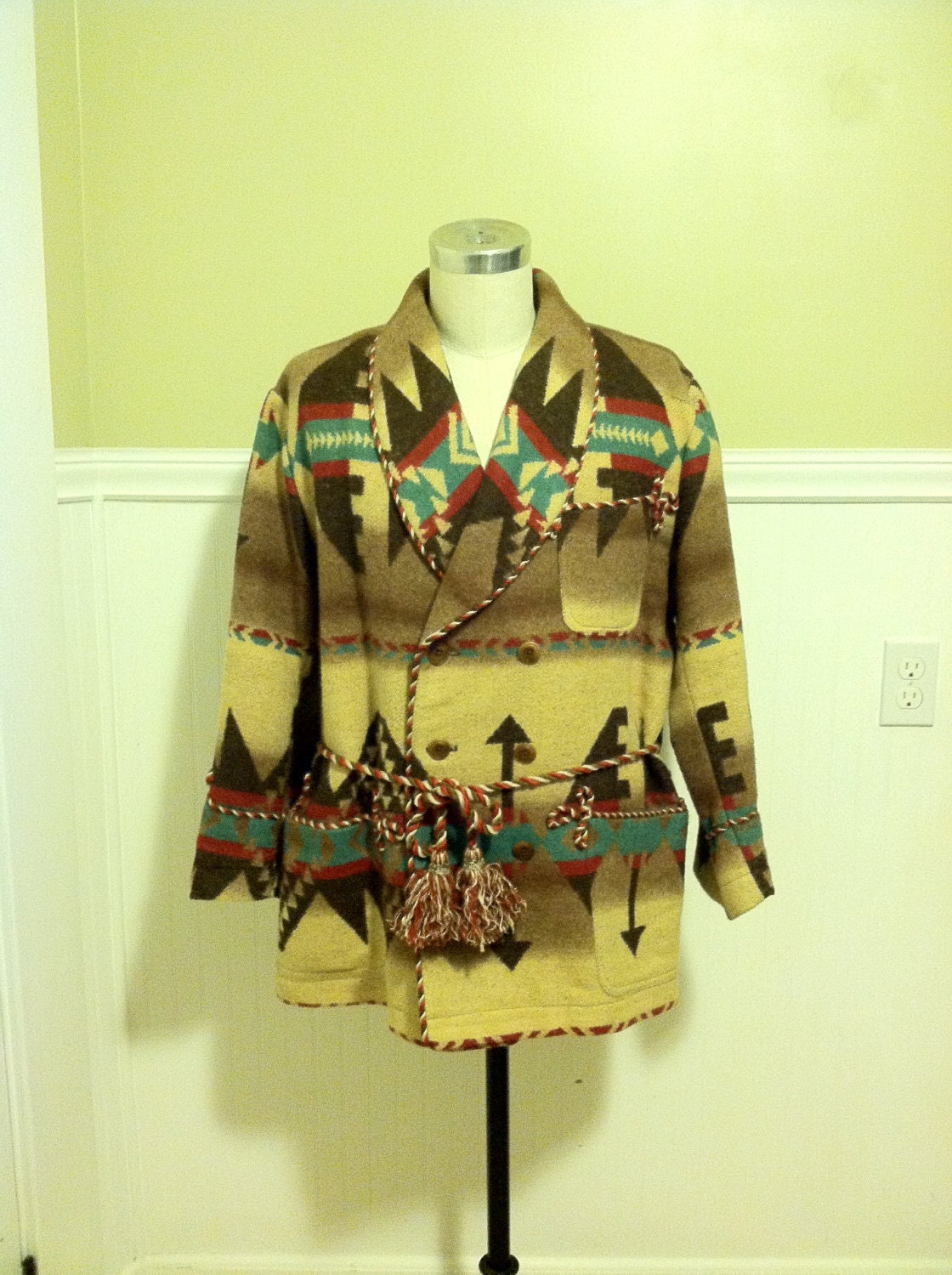 RALPH LAUREN INDIAN Blanket Coat Jacket Robe Aztec Natve