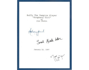 Buffy The Vampire Slayer "Prophecy Girl" 1997 Episode TV Script Autographed: Sarah Michelle Geller, Joss Whedon, Anthony Stewart Head