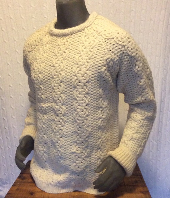 Handmade Aran Knit Wool Fisherman Sweater-Unisex