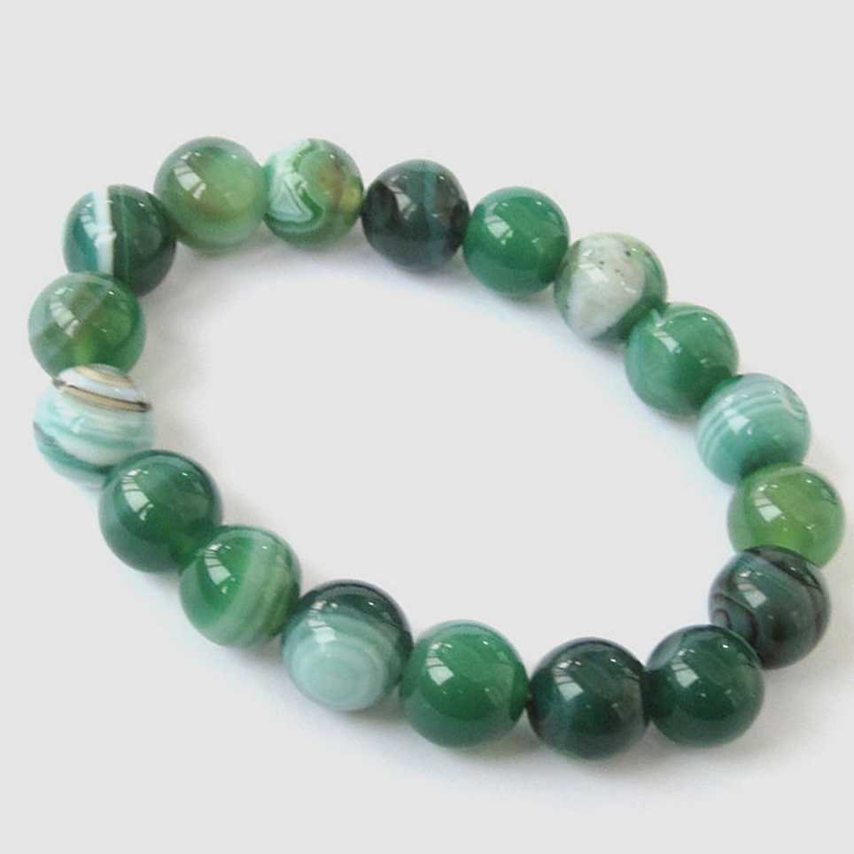 10mm Green Agate Bracelet Green Stretch Bracelet Stretch