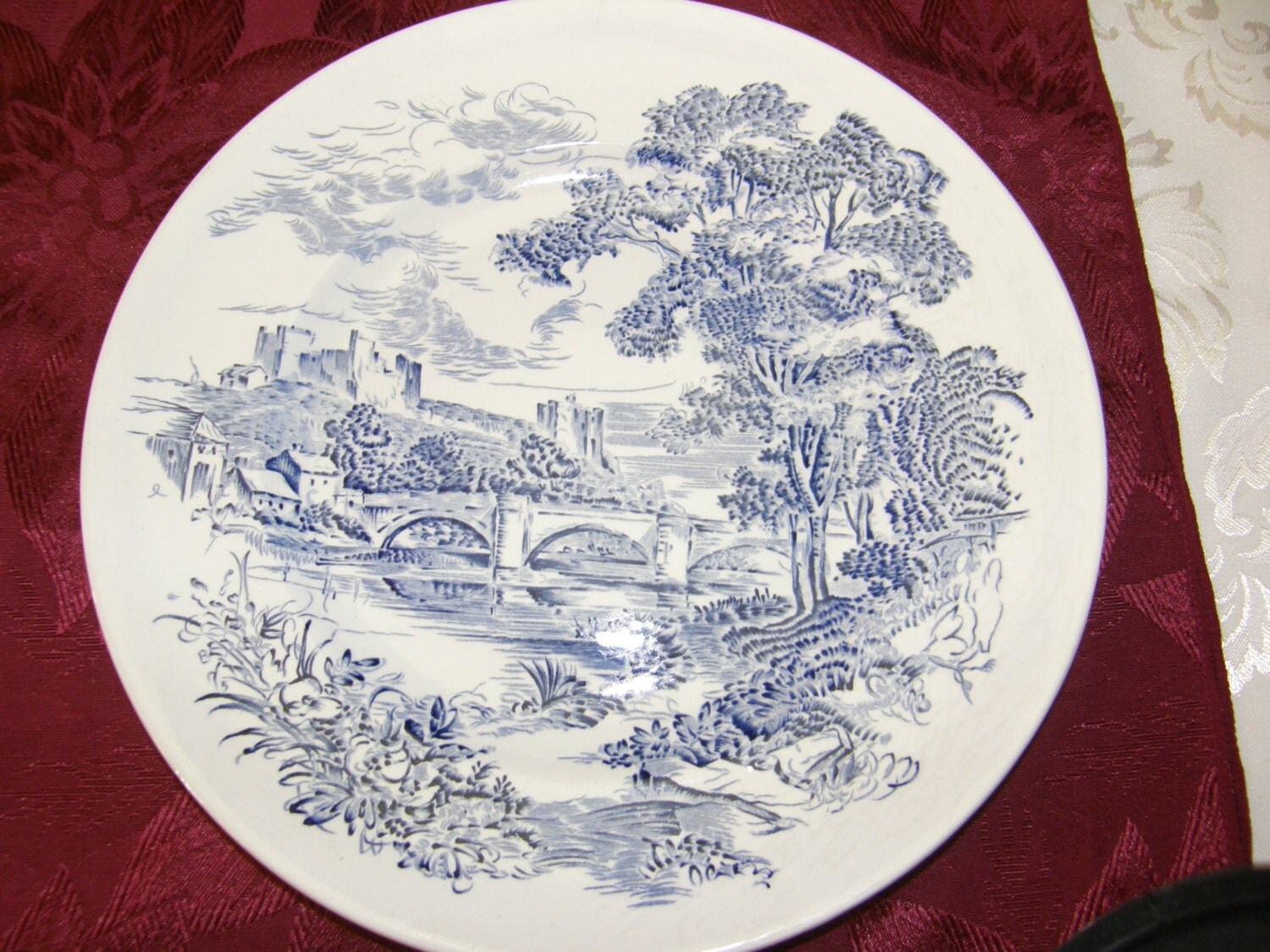 Enoch Wedgwood China Dinner Plate Countryside Blue White