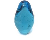 Vintage Aqua Blue Art Glass Sculpture, ART GLASS Egg Paperweight