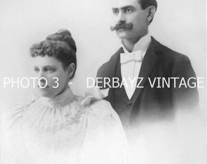 Digital Download Antique Cabinet Card: 4 Copies of Digitally Restored Wedding Picture Cabinet Card