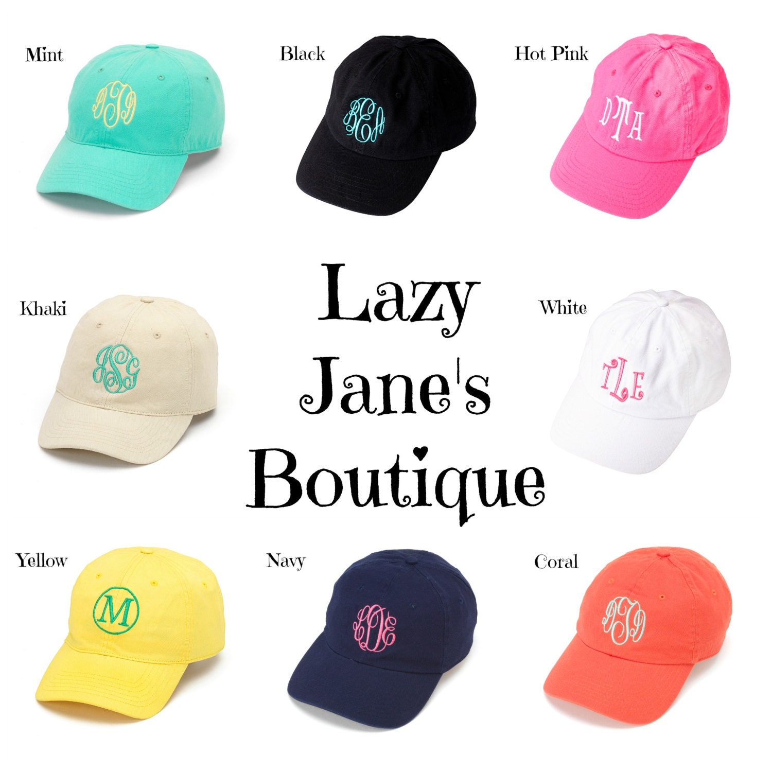 Custom Monogrammed Hat Please Follow Monogram by LazyJanesBoutique