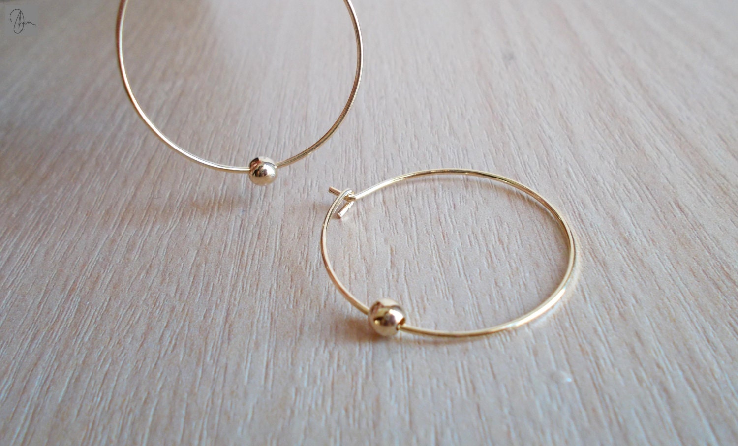 Gold Ball Hoop Earrings 3cm Simple Hoops Tiny Beaded