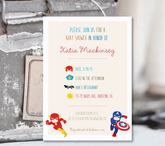 484 New baby shower invitations party america 833 SuperHero Baby Shower Invitation, Superheroes Invitation, Superheroes   