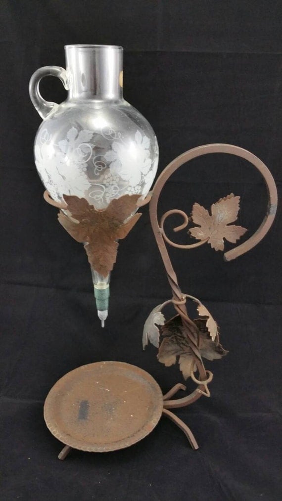 Vintage Etched Glass Austria Wine Aerator Dispenser And
